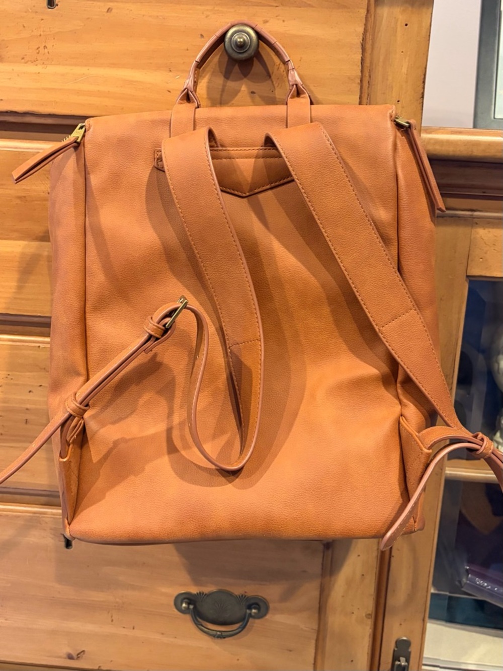 Universal Thread Tan Leather-Style Backpack - Picture 3 of 3